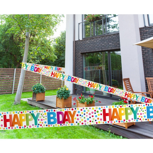 Verjaardag Afzetlint Happy Birthday Stippen 15m van Folat koop je bij Partywinkel