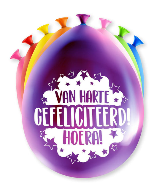 Verjaardag Ballonnen Van Harte Gefeliciteerd 30cm 8st van Paper Dreams koop je bij Partywinkel