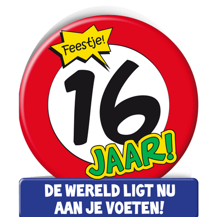 Verjaardagskaart 16 Jaar Verkeersbord 16,5cm van Paper Dreams koop je bij Partywinkel