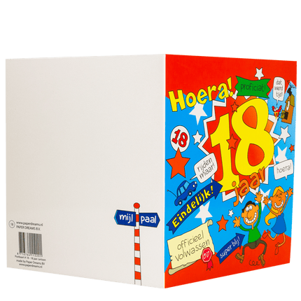 Verjaardagskaart 18 Jaar Cartoon 16,5cm van Paper Dreams koop je bij Partywinkel