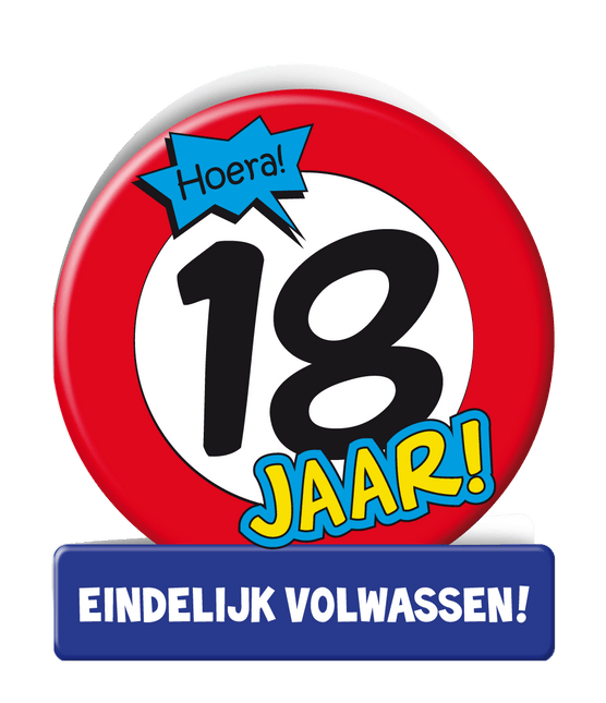 Verjaardagskaart 18 Jaar Verkeersbord 16,5cm van Paper Dreams koop je bij Partywinkel