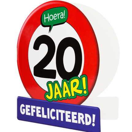 Verjaardagskaart 20 Jaar Verkeersbord 16,5cm van Paper Dreams koop je bij Partywinkel
