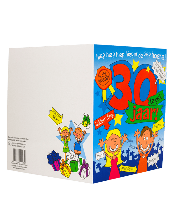 Verjaardagskaart 30 Jaar Cartoon 16,5cm van Paper Dreams koop je bij Partywinkel