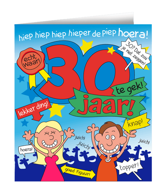 Verjaardagskaart 30 Jaar Cartoon 16,5cm van Paper Dreams koop je bij Partywinkel