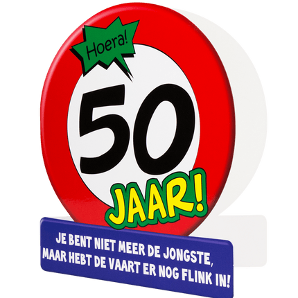 Verjaardagskaart 50 Jaar Verkeersbord 16,5cm van Paper Dreams koop je bij Partywinkel