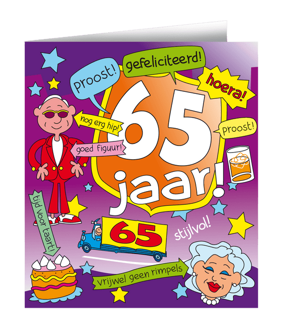 Verjaardagskaart 65 Jaar Cartoon 16,5cm van Paper Dreams koop je bij Partywinkel