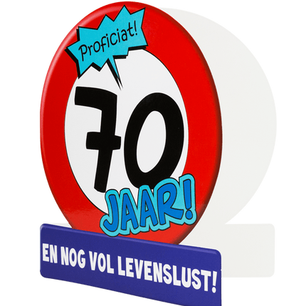 Verjaardagskaart 70 Jaar Verkeersbord 16,5cm van Paper Dreams koop je bij Partywinkel