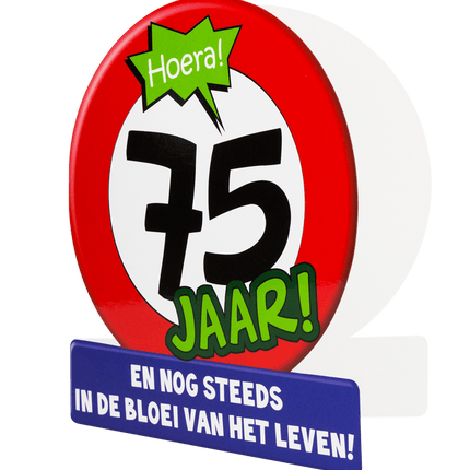 Verjaardagskaart 75 Jaar Verkeersbord 16,5cm van Paper Dreams koop je bij Partywinkel