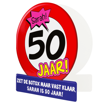 Verjaardagskaart Sarah Verkeersbord 16,5cm van Paper Dreams koop je bij Partywinkel