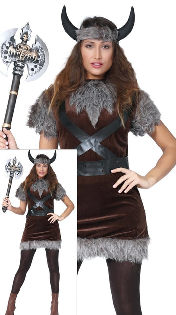 Viking Kostuum Bruin Grijs Dames van Fiestas Guirca koop je bij Partywinkel