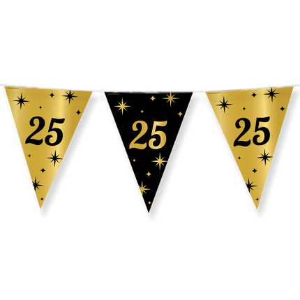 Vlaggenlijn 25 Jaar Goud Zwart 10m van Paper Dreams koop je bij Partywinkel