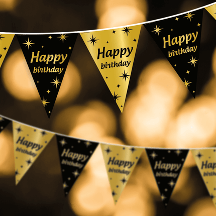 Vlaggenlijn 30 Jaar Goud Zwart 10m van Paper Dreams koop je bij Partywinkel