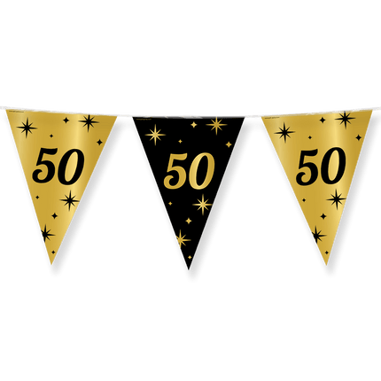 Vlaggenlijn 50 Jaar Goud Zwart 10m van Paper Dreams koop je bij Partywinkel