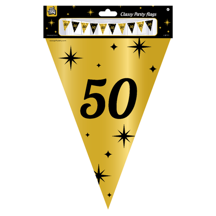 Vlaggenlijn 50 Jaar Goud Zwart 10m van Paper Dreams koop je bij Partywinkel