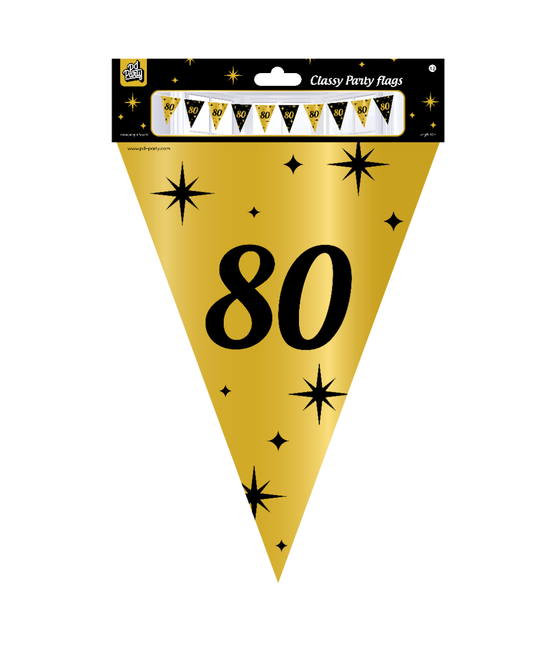 Vlaggenlijn 80 Jaar Goud Zwart 10m van Paper Dreams koop je bij Partywinkel