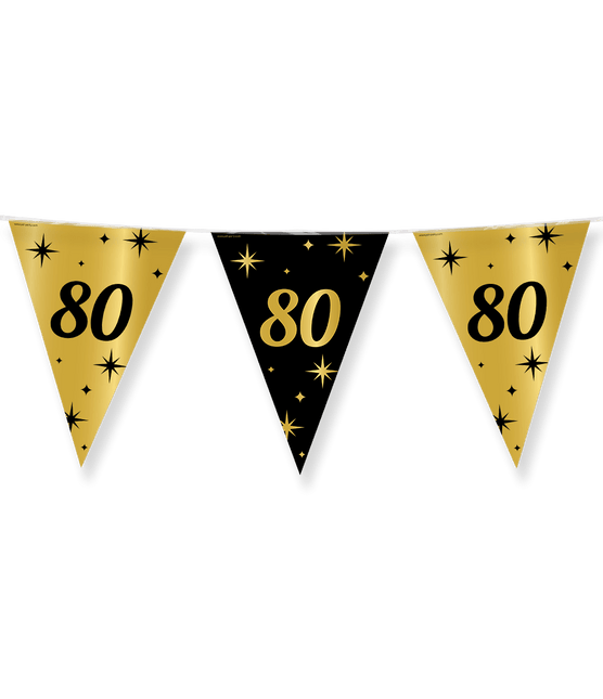 Vlaggenlijn 80 Jaar Goud Zwart 10m van Paper Dreams koop je bij Partywinkel