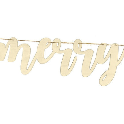 Vlaggenlijn Merry Christmas Hout 87cm van Partydeco koop je bij Partywinkel