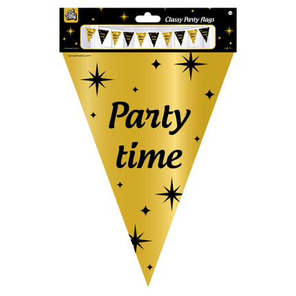 Vlaggenlijn Party Time Goud Zwart 10m van Paper Dreams koop je bij Partywinkel