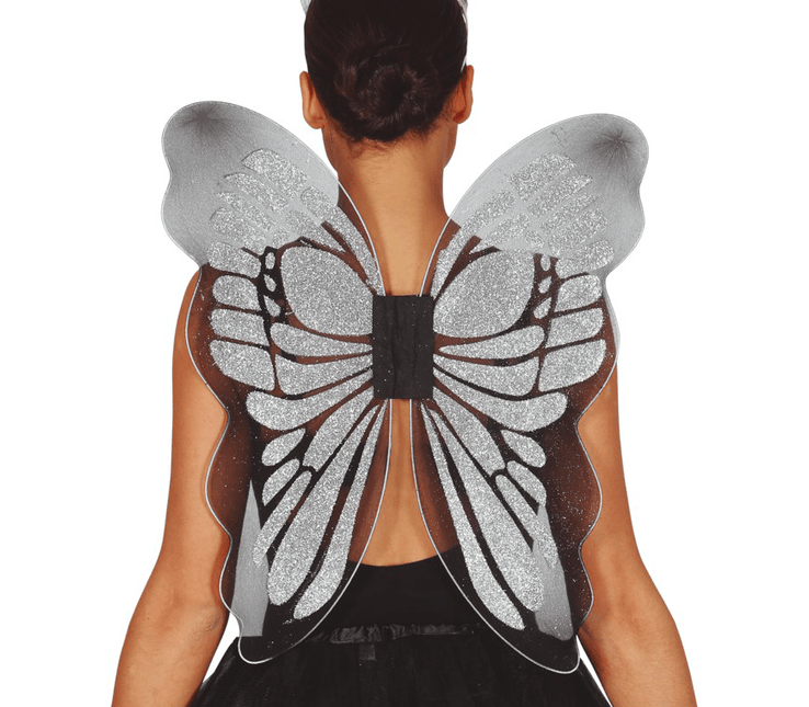 Vlindervleugels Zilver 46cm van Fiestas Guirca koop je bij Partywinkel