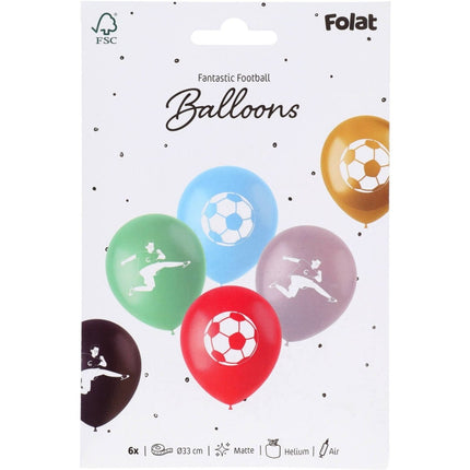 Voetbal Ballonnen Gekleurd 33cm 6st van Folat koop je bij Partywinkel