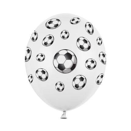 Voetbal Ballonnen Wit 30cm 6st van Partydeco koop je bij Partywinkel