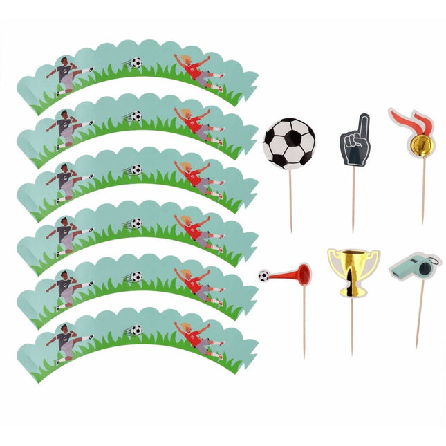 Voetbal Cupcake Toppers 6st van Folat koop je bij Partywinkel
