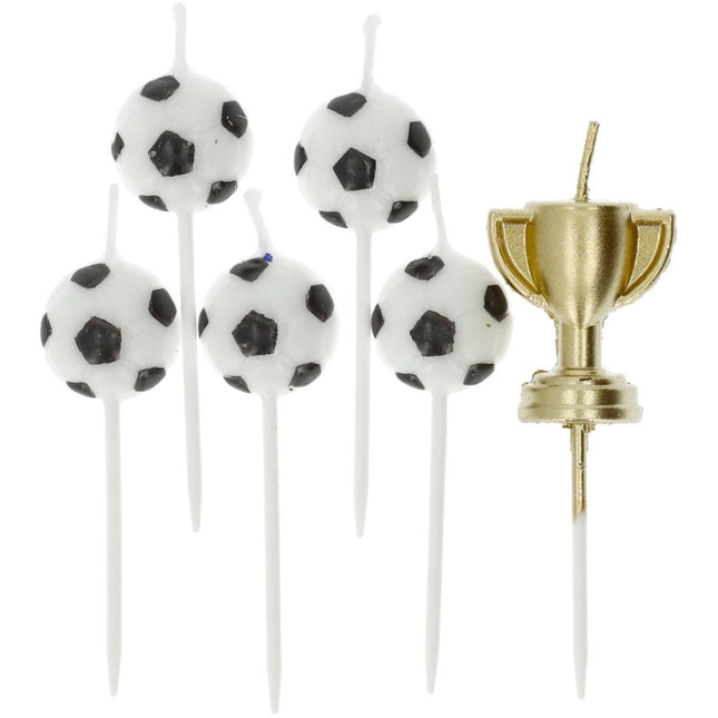 Voetbal Kaarsenset - 6 stuks van Folat koop je bij Partywinkel