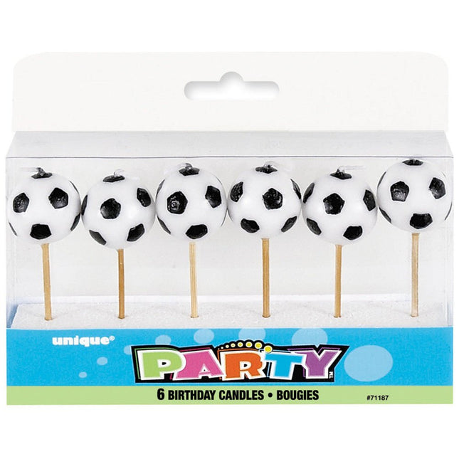 Voetbal Kaarsjes 14cm 6st van Unique koop je bij Partywinkel