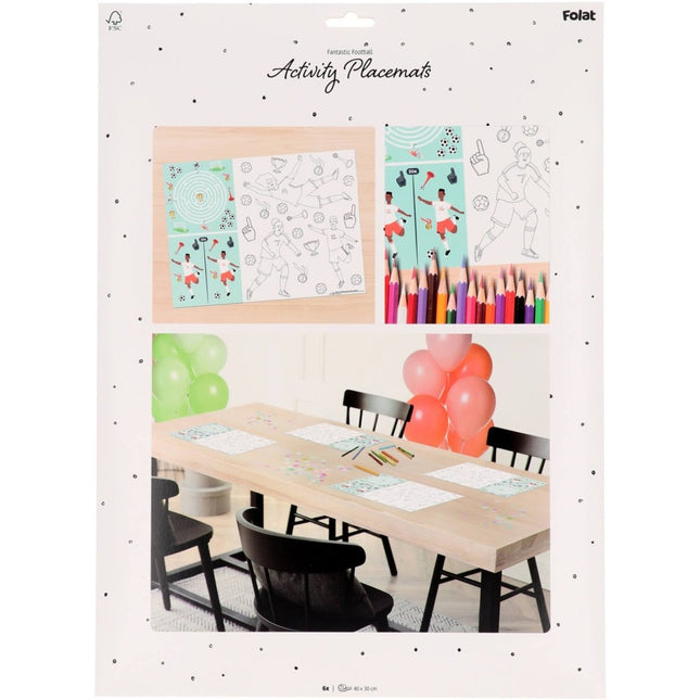 Voetbal Placemats Met Activiteiten 40cm 6st van Folat koop je bij Partywinkel