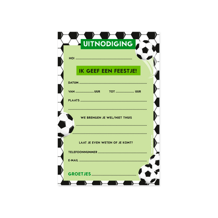 Voetbal Uitnodigingen Groen 6st van Paper Dreams koop je bij Partywinkel