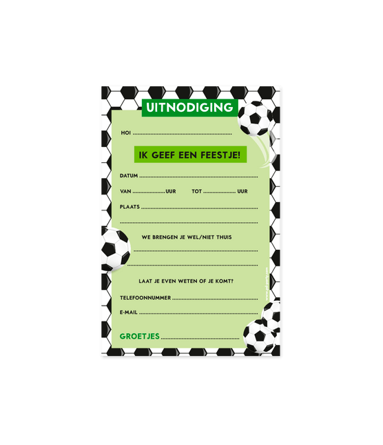 Voetbal Uitnodigingen Groen 6st van Paper Dreams koop je bij Partywinkel