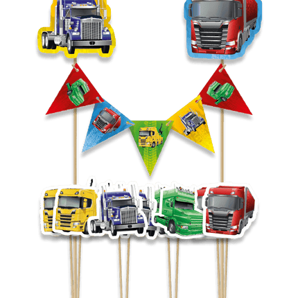 Vrachtwagens Taarttopper 30cm van Paper Dreams koop je bij Partywinkel