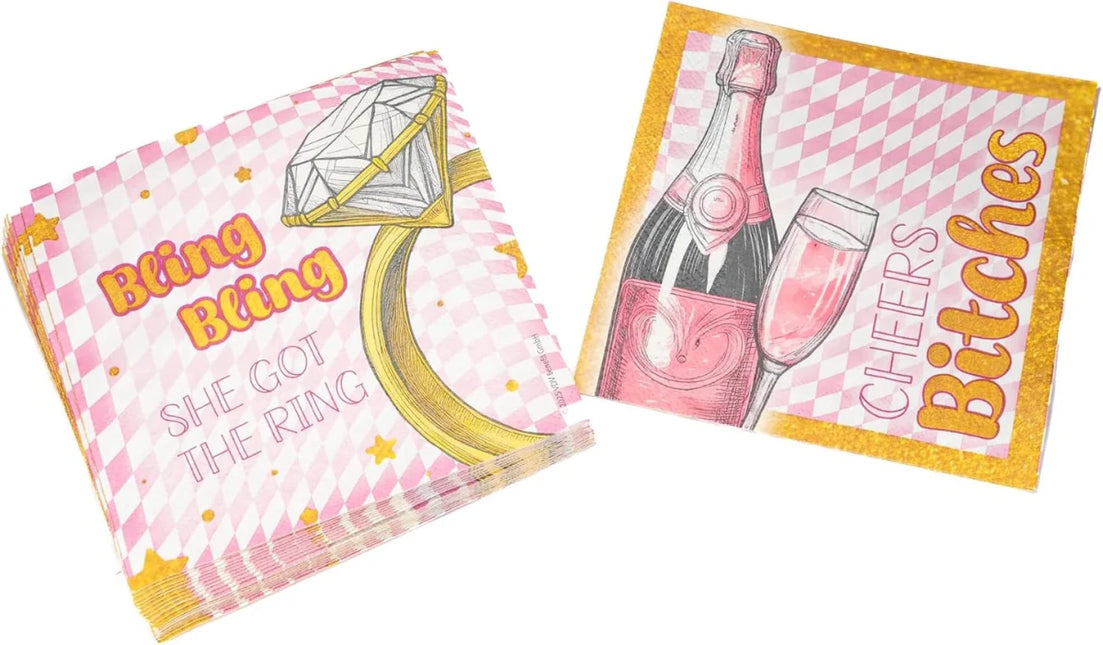 Vrijgezellenfeest Servetten Bling Bling 33cm 20st van VDV Benefit koop je bij Partywinkel
