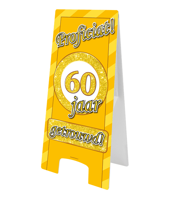 Warning Sign 60 Jaar Getrouwd 58cm van Paper Dreams koop je bij Partywinkel
