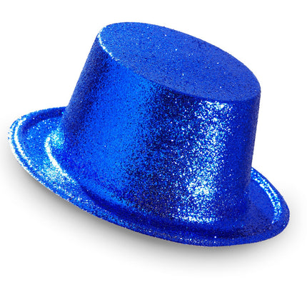 Blauwe Hoge Hoed Glitter