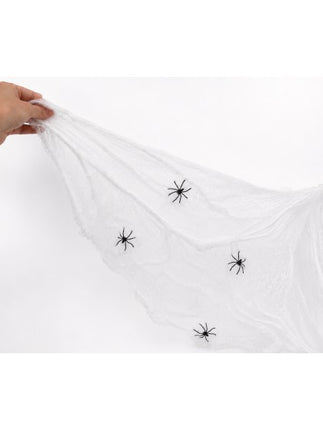 Wit Spinnenweb met 4 Zwarte Spinnen