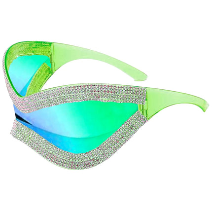 Neon Groene Bril Strass Steentjes