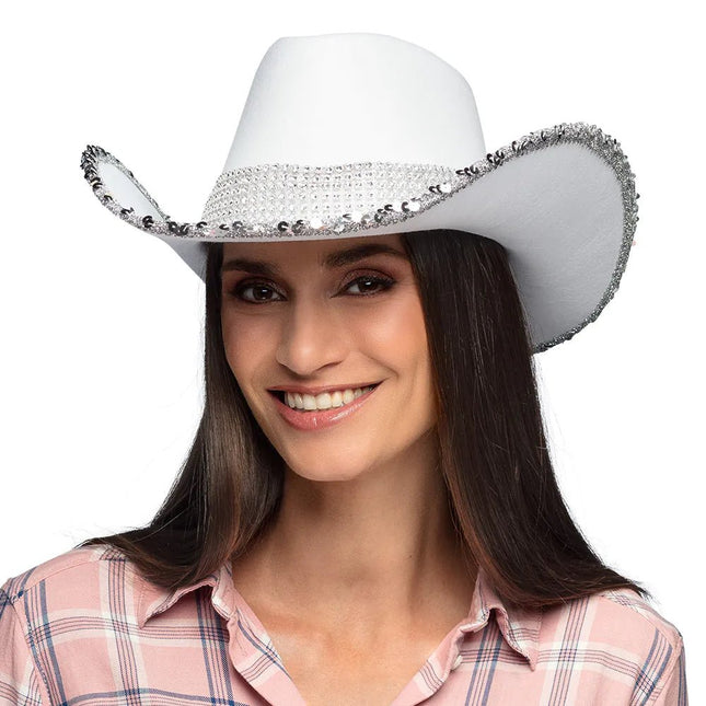 Wit Cowboyhoed Glitters van Boland koop je bij Partywinkel