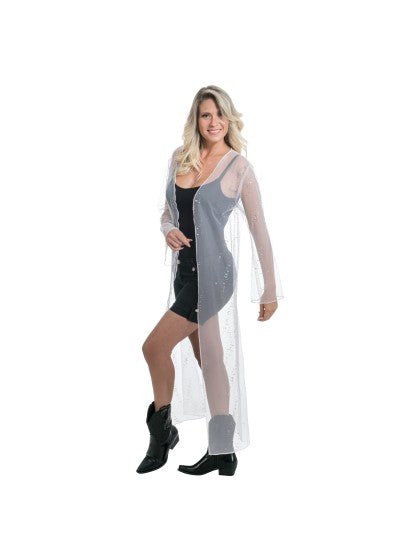 Wit Lang Tule Festivalvest Met Glitters Dames One Size van CHAKS koop je bij Partywinkel