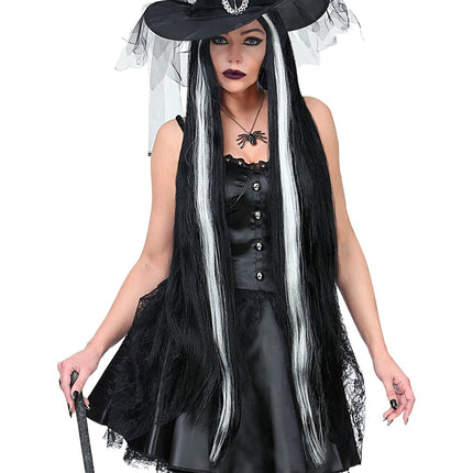 Wit Zwarte Pruik Extra Lang van Widmann koop je bij Partywinkel