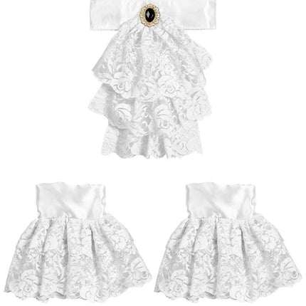 Witte Accessoireset Jabot Met Manchetten 2 delig van Widmann koop je bij Partywinkel