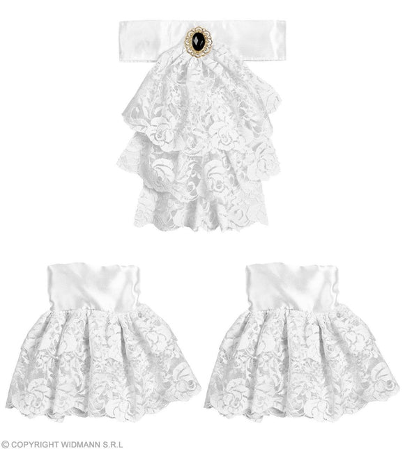 Witte Accessoireset Jabot Met Manchetten 2 delig van Widmann koop je bij Partywinkel
