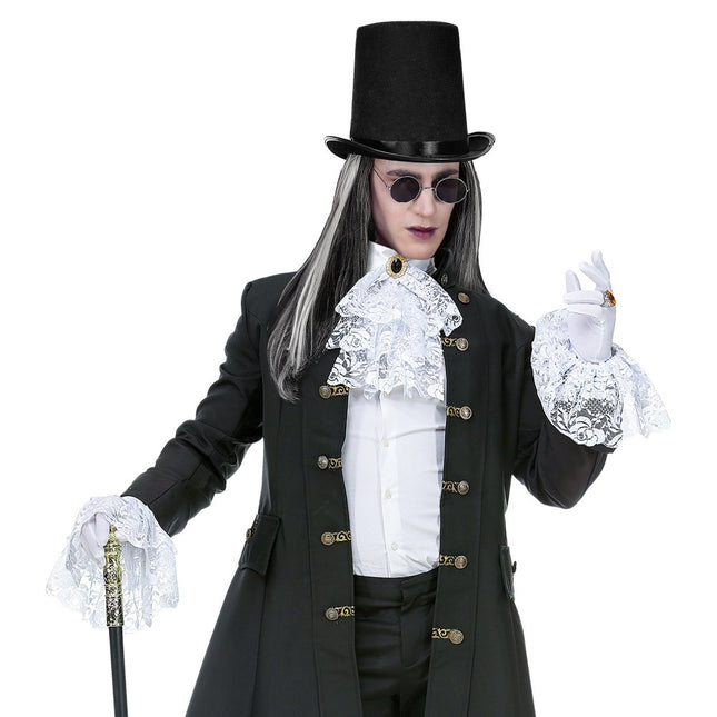 Witte Accessoireset Jabot Met Manchetten 2 delig van Widmann koop je bij Partywinkel