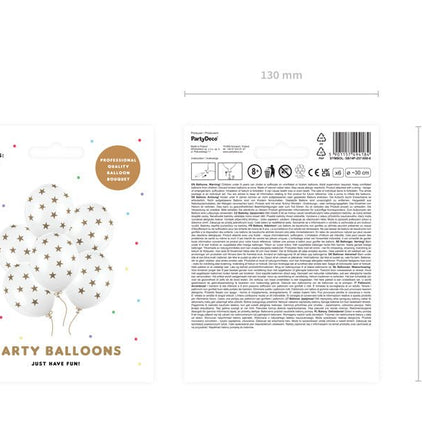 Witte Ballonnen Gouden Sterren 30cm 6st van Partydeco koop je bij Partywinkel