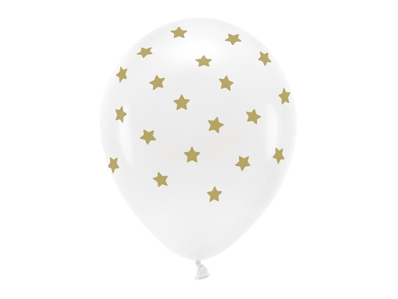 Witte Ballonnen Gouden Sterren 33cm 6st van Partydeco koop je bij Partywinkel