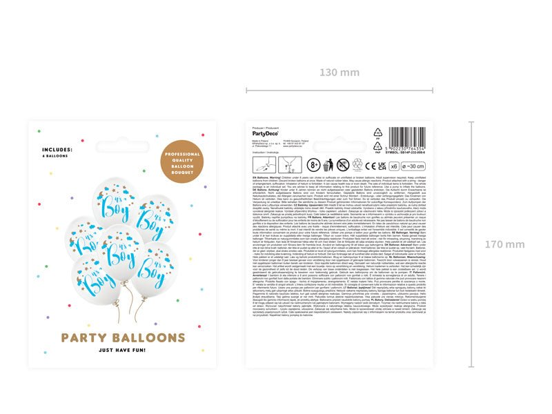 Witte Ballonnen It'S A Boy 30cm 6st van Partydeco koop je bij Partywinkel