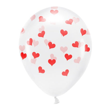 Witte Ballonnen Rode Hartjes 33cm 6st van Partydeco koop je bij Partywinkel