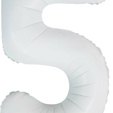 Witte Cijfer Ballon 5 Jaar Glans 86cm van WeFiesta koop je bij Partywinkel
