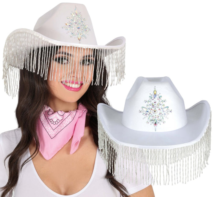 Witte Cowboyhoed met franjes van Fiestas Guirca koop je bij Partywinkel