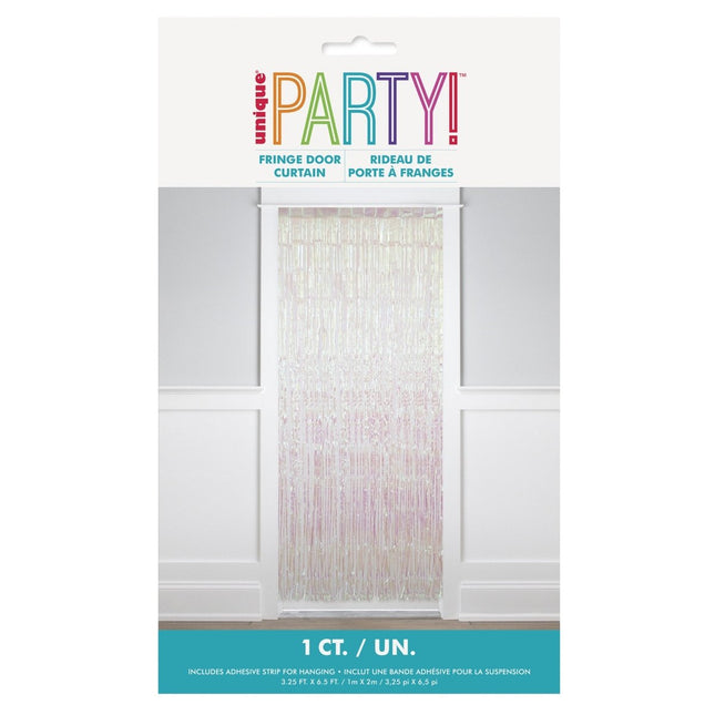 Witte Deurgordijn Parelmoer 2m van Unique koop je bij Partywinkel